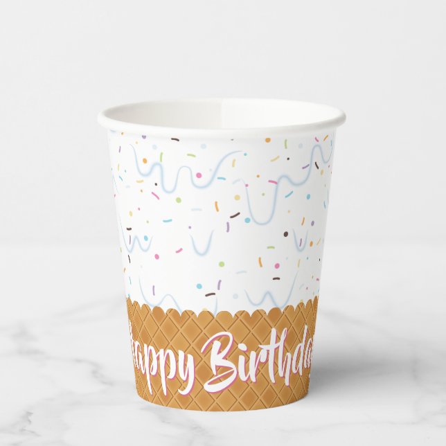 Gobelets En Papier Anniversaire avec glaçage et glace blanche (Gauche)