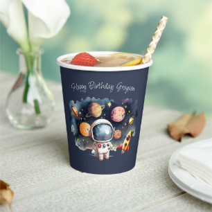 Gobelets En Papier Anniversaire bleu des Planètes extérieures