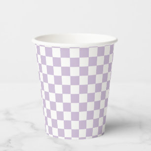 Gobelets En Papier anniversaire damier Rétro violet