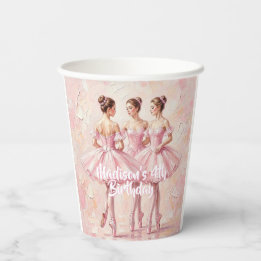 Gobelets En Papier anniversaire de ballerine rose coquette