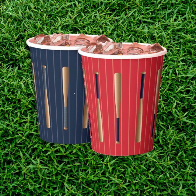 Gobelets En Papier Anniversaire de baseball rouge et bleu (Créateur téléchargé)