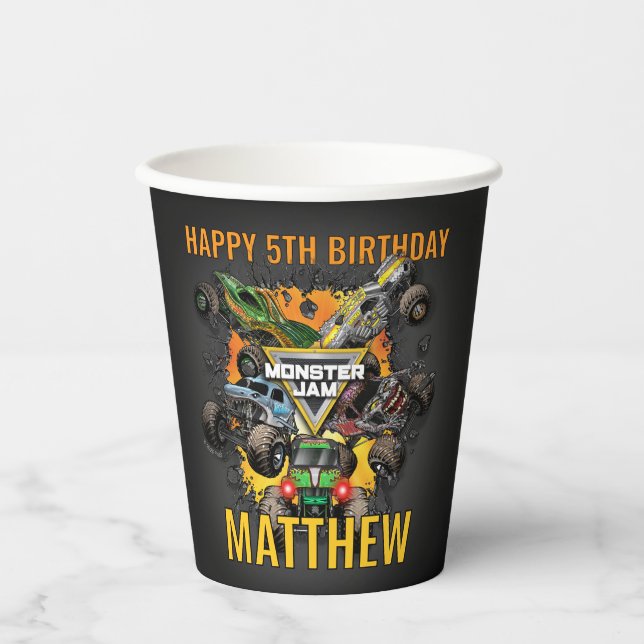 Gobelets En Papier Anniversaire de camions Monster Jam (Recto)