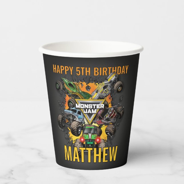 Gobelets En Papier Anniversaire de camions Monster Jam (Recto)