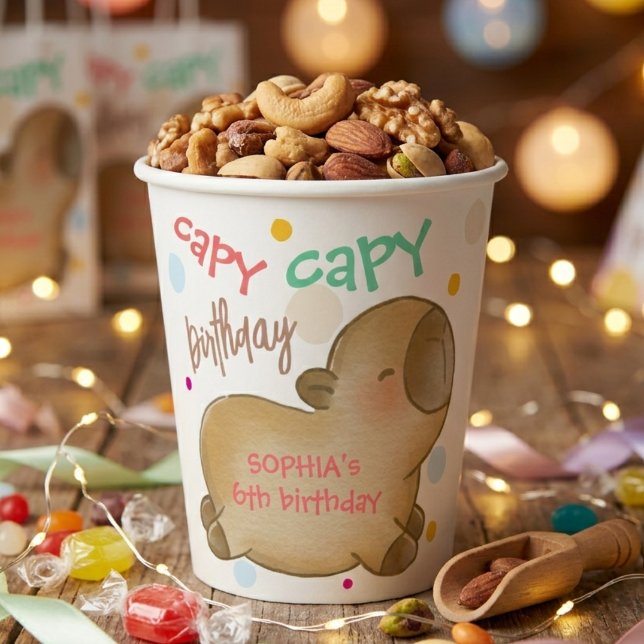 Gobelets En Papier Anniversaire de capybara capy (Créateur téléchargé)