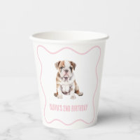 Anniversaire de chiot bouledogue mignon carreaux r