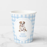Anniversaire de chiot bouledogue prépa carreaux
