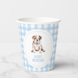 Gobelets En Papier Anniversaire de chiot bouledogue prépa carreaux