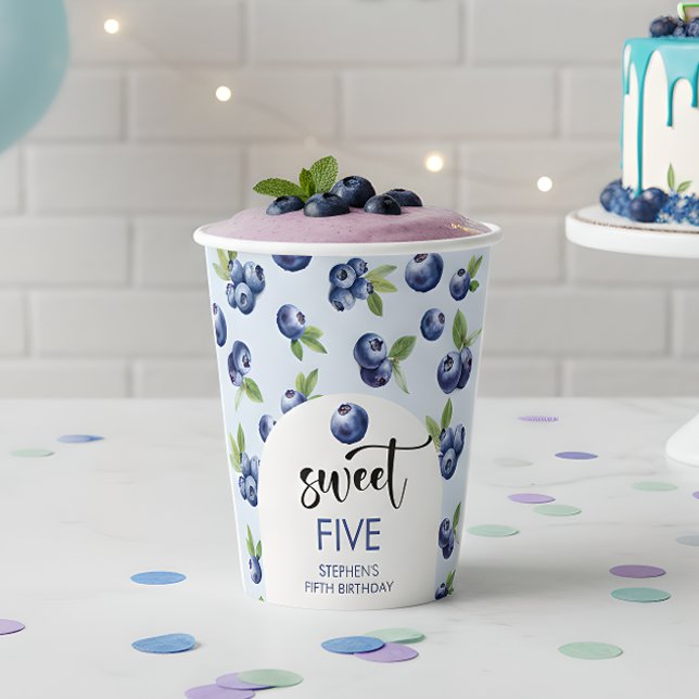 Gobelets En Papier Anniversaire de enfant de bleuets doux (Créateur téléchargé)