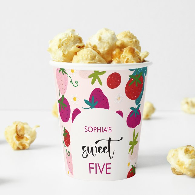 Gobelets En Papier Anniversaire de enfant de fraise sucrée (Créateur téléchargé)
