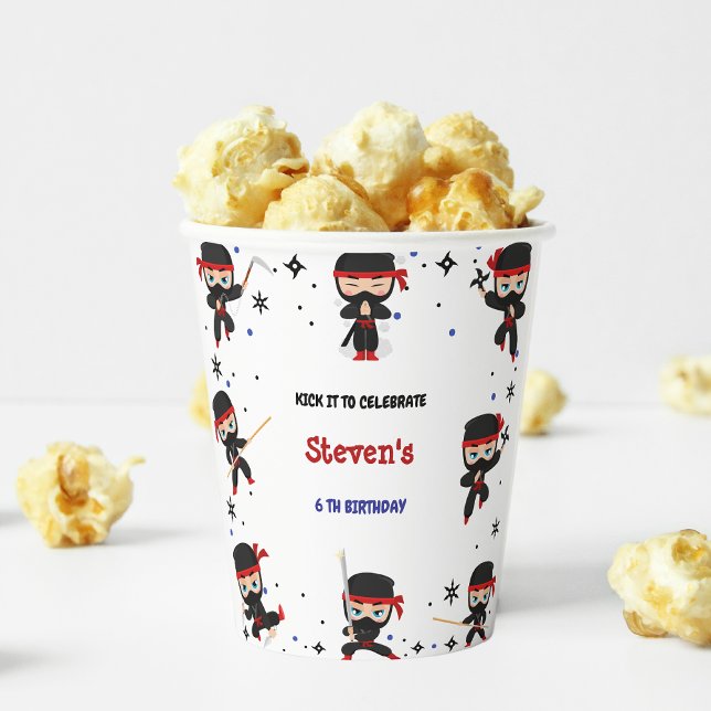 Gobelets En Papier Anniversaire de enfant de style Ninja (Créateur téléchargé)