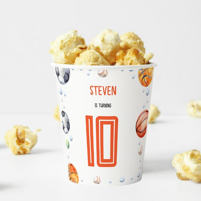 Gobelets En Papier Anniversaire de enfant sportif de balle (Créateur téléchargé)