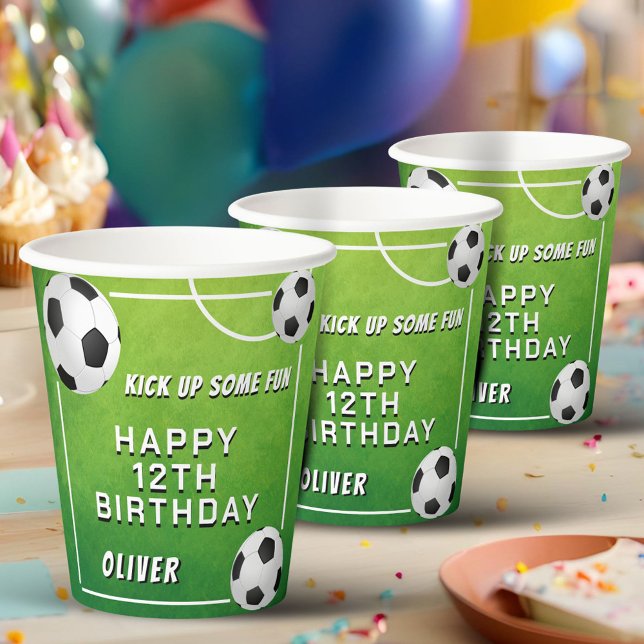Gobelets En Papier Anniversaire de enfant sportif de football de ball (Créateur téléchargé)