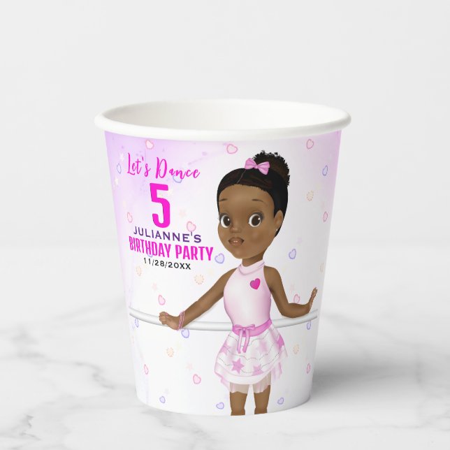Gobelets En Papier Anniversaire de la Ballerina africaine (Recto)