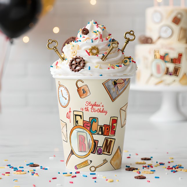 Gobelets En Papier Anniversaire de la chambre d'évasion (Créateur téléchargé)