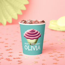 Anniversaire de la fille Aqua and Pink Cupcake