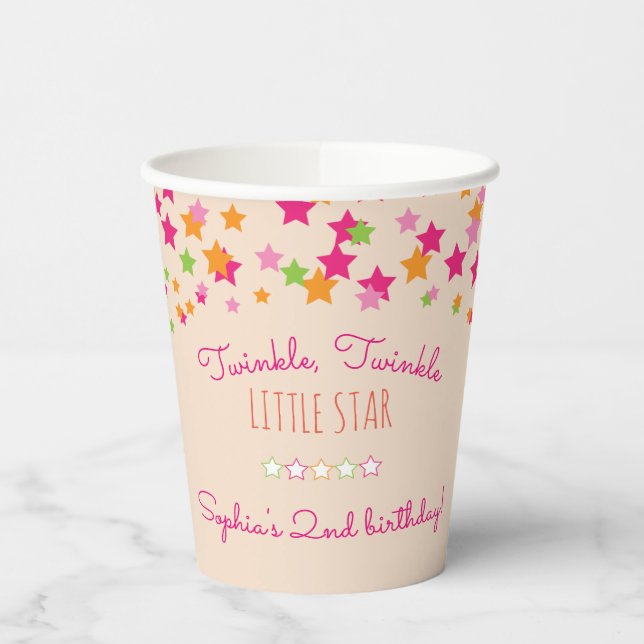 Gobelets En Papier Anniversaire de la fille Twinkle Twinkle Little St (Gauche)