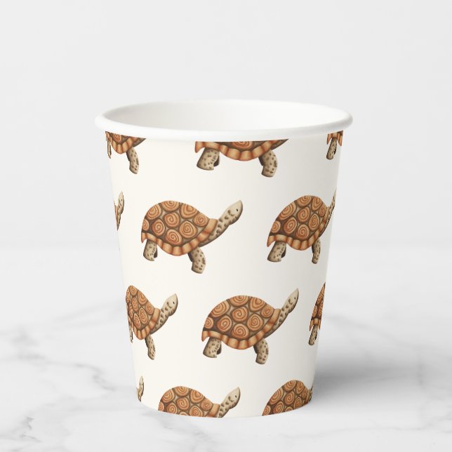 Gobelets En Papier Anniversaire de la jolie Tortue Brown (Recto)