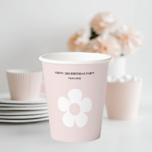 Gobelets En Papier Anniversaire de la marguerite rose   Fête Florale