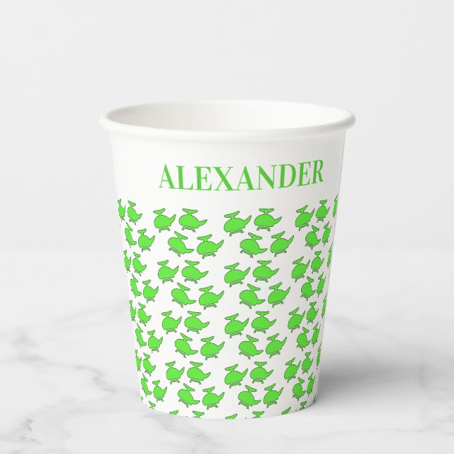 Gobelets En Papier Anniversaire de l'hélicoptère (Verso)