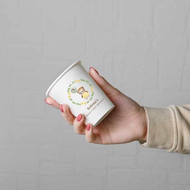 Gobelets En Papier Anniversaire de l'ours mignon (Bear First Birthday Paper Cup)