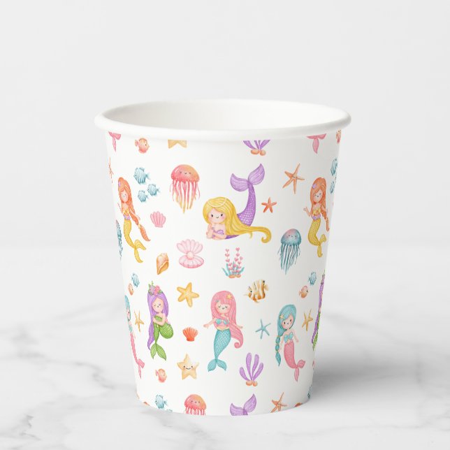 Gobelets En Papier Anniversaire de Mermaid (Recto)