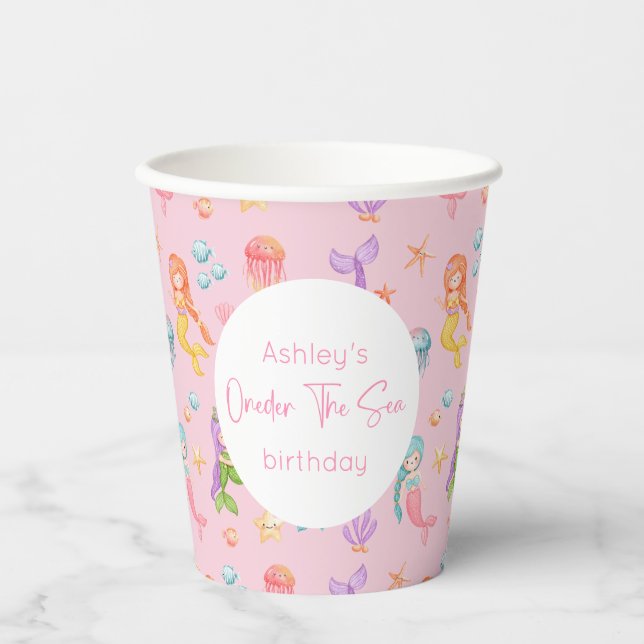Gobelets En Papier Anniversaire de Mermaid (Recto)