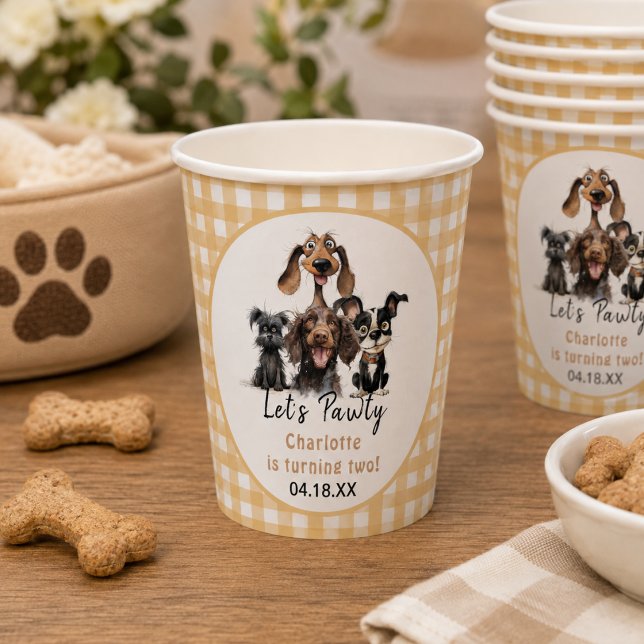 Gobelets En Papier Anniversaire de mon chien, faisons la fête (Dog Let's Pawty Birthday Paper Cups)