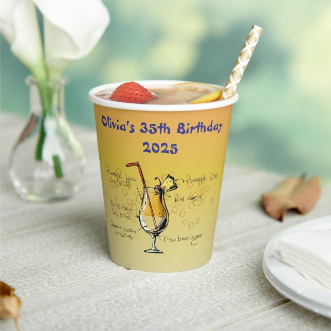 Gobelets En Papier Anniversaire de Pina Colada (Insitu)
