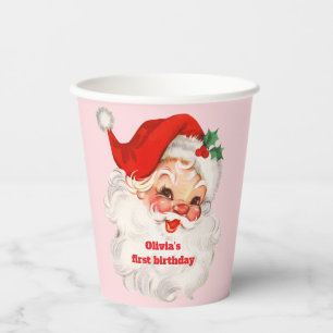 Gobelets En Papier anniversaire de Retro Père Noël