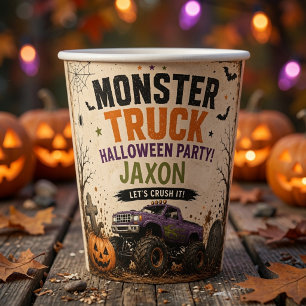 Gobelets En Papier Anniversaire d'Halloween de camion monstre personn