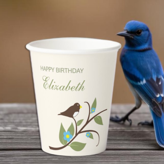 Gobelets En Papier Anniversaire d'oiseau (Créateur téléchargé)