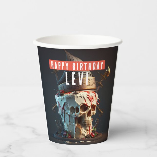 Gobelets En Papier Anniversaire du thème Pirate (Recto)