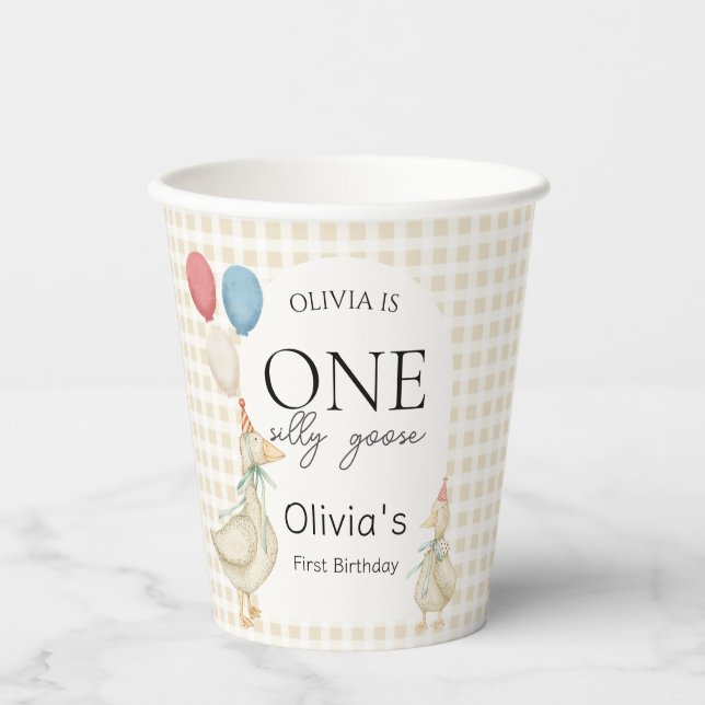 Gobelets En Papier Anniversaire d'une oie sotte (Recto)