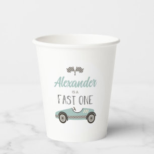 Gobelets En Papier Anniversaire Fast One voiture de course bleue