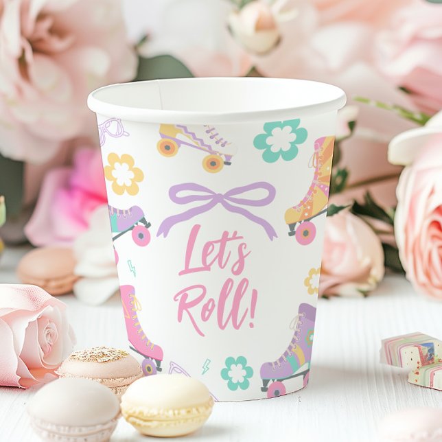 Gobelets En Papier Anniversaire Fille Patin à Roulettes Skating Let's (Créateur téléchargé)