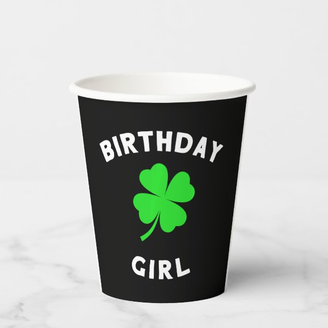 Gobelets En Papier Anniversaire Jour de la Saint Patrick Pour Filles (Recto)