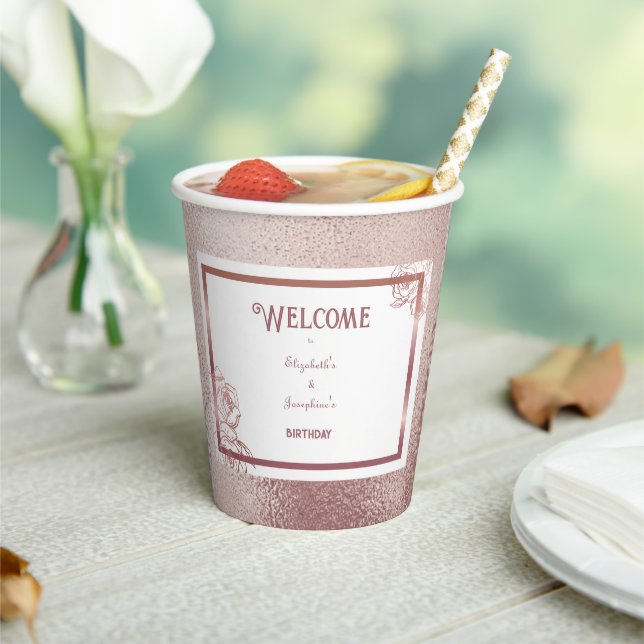 Gobelets En Papier Anniversaire jumeau double adulte en bronze (Insitu)