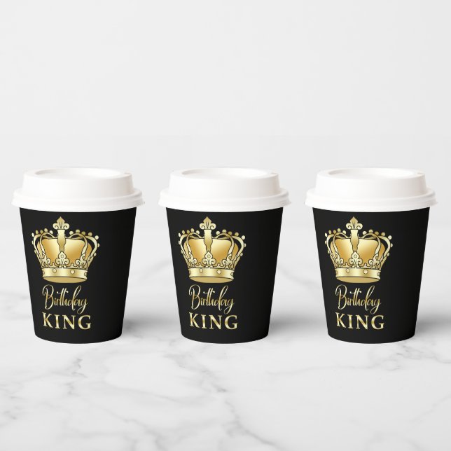 Gobelets En Papier Anniversaire King Gold Couronne Royal Queen Luxe (Multi)