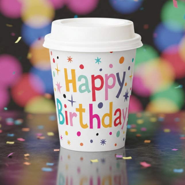 Gobelets En Papier Anniversaire moderne du Moyen-siècle (Their name, their cup, their best birthday yet.)
