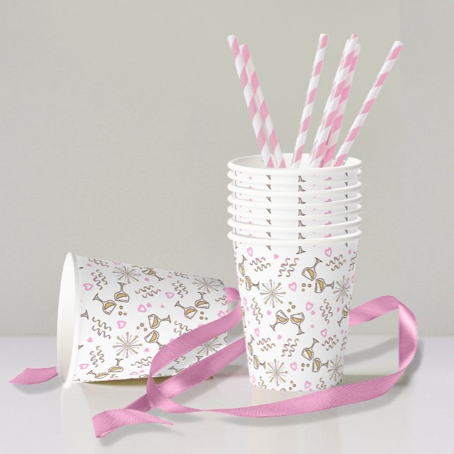 Gobelets En Papier Anniversaire Motif Pink/Gold ID723 (Créateur téléchargé)