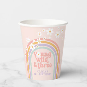 Gobelets En Papier Anniversaire pastel arc-en-ciel Young Wild trois 3