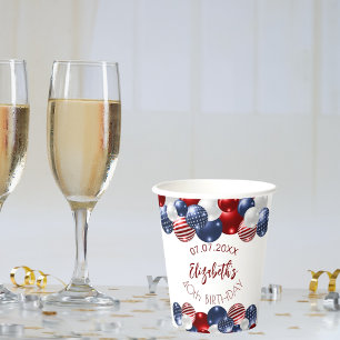 Gobelets En Papier Anniversaire patriotique USA rouge blanc bleu