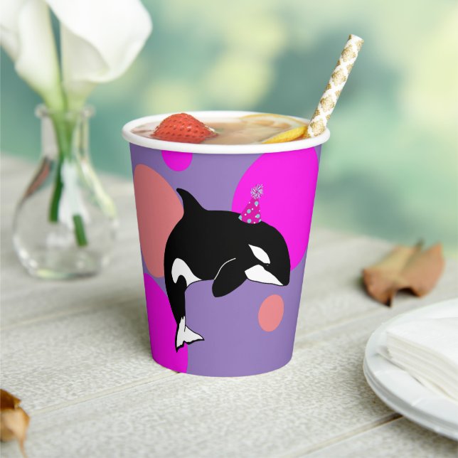 Gobelets En Papier Anniversaire Personnalisé Orca Killer Whale (Insitu)