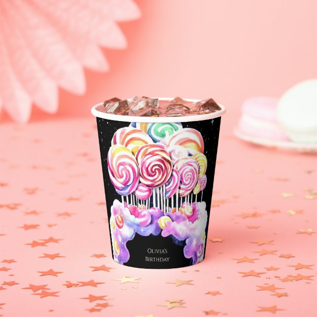 Gobelets En Papier Anniversaire Simple Cute Candyland (Insitu)