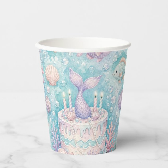 Gobelets En Papier Anniversaire sous la mer  (Recto)