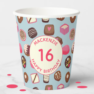 Gobelets En Papier Anniversaire Sweet Sixteen Chocolat Bonbons