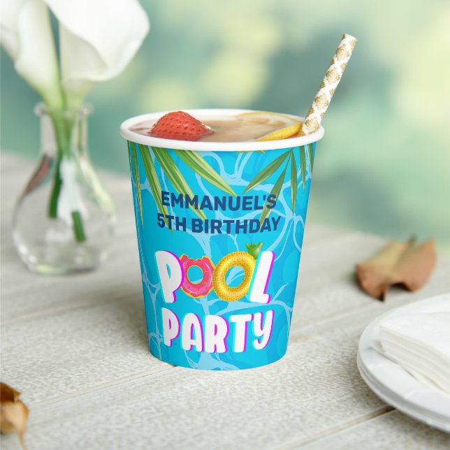 Gobelets En Papier Anniversaire Tropical Fête de Piscine (Insitu)