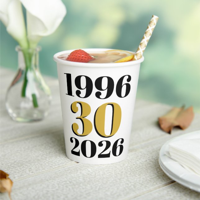 Gobelets En Papier Anniversaire Vintage 1996 30 ans (Insitu)