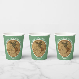 Gobelets En Papier Antique 1786 Western Hemisphere Map Party