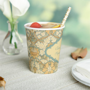 Gobelets En Papier Antique victorienne William Morris St. James flora